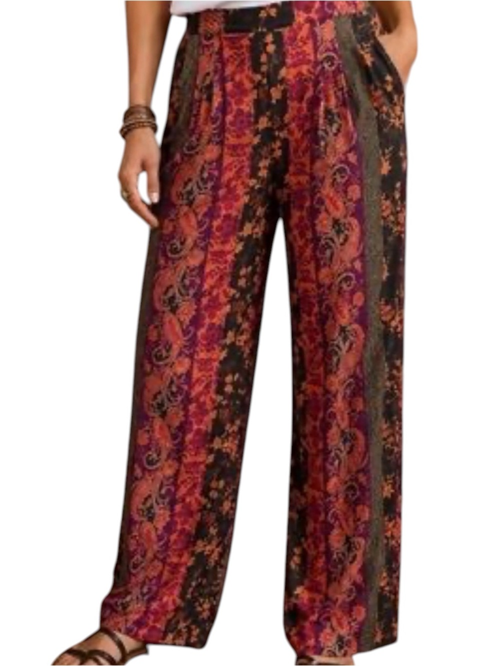Soft Surroundings Boho Paisley Striped Relaxed Pants Size XL Tapestry Jewel Tone